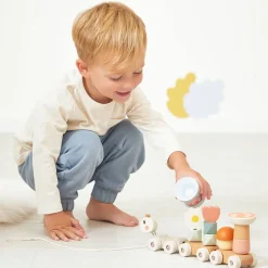 Magnetyczny pociąg z klockami i grzechotką do ciągnięcia Ślimak Sweet Cocoon 12m+