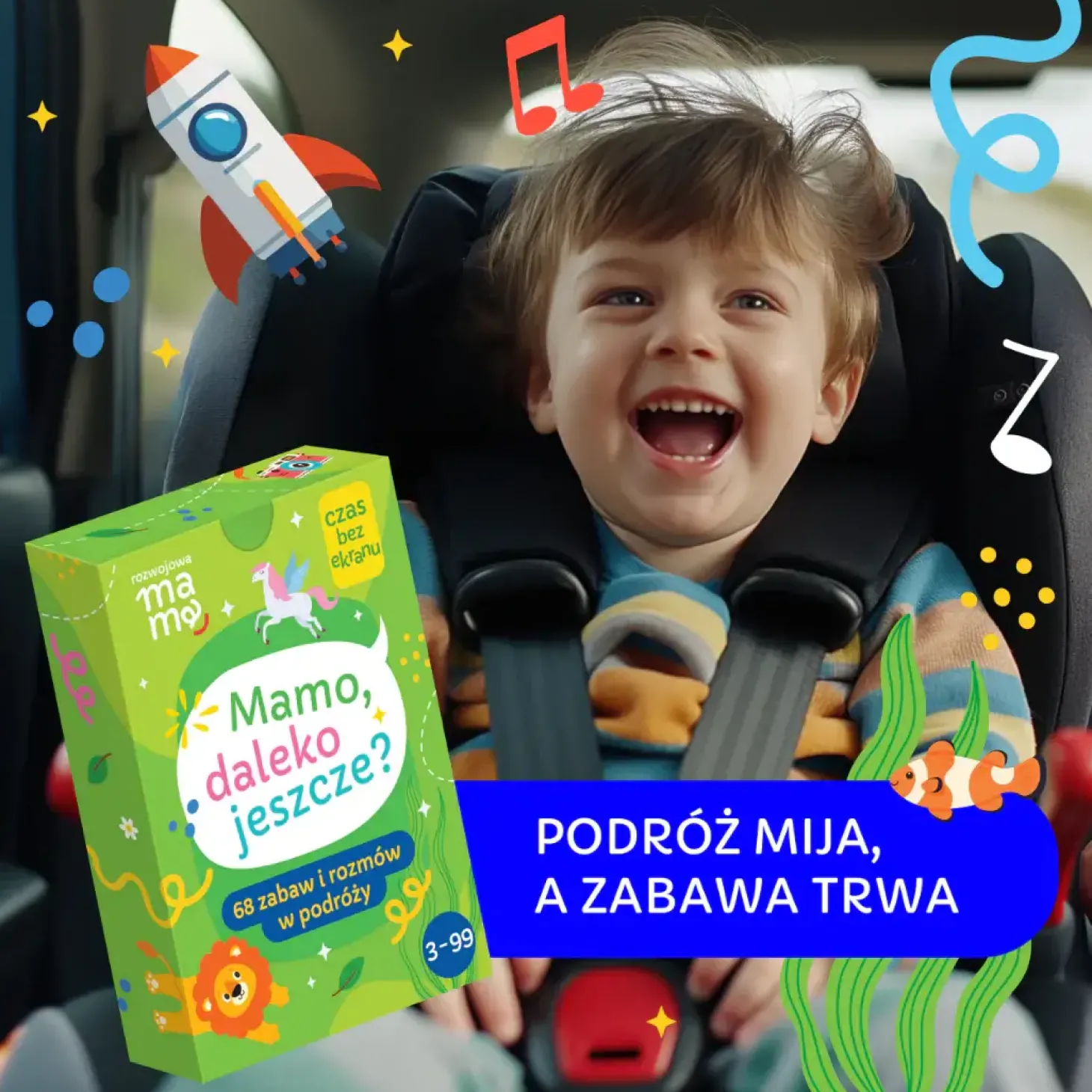 Mamo, daleko jeszcze? - Karty do rozmów i zabaw w podróży 3+