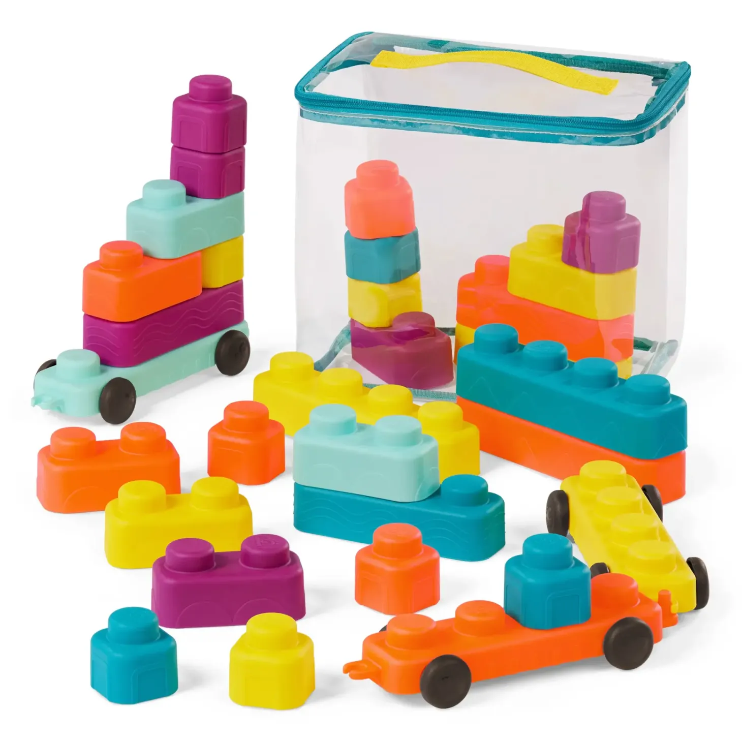 Miękkie klocki sensoryczne z WAGONIKAMI - Buildin’ Squishies