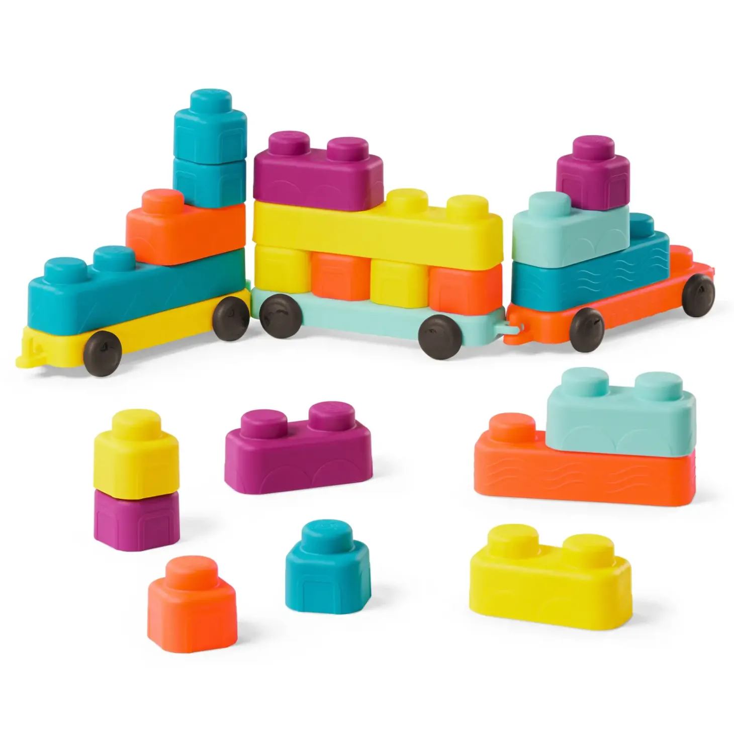 Miękkie klocki sensoryczne z WAGONIKAMI - Buildin’ Squishies