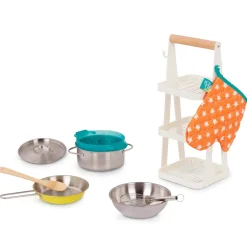 Mini Chef - Pot-n-Pan Playset - zestaw realistycznych naczyń i przyborów kuchennych ze stojakiem