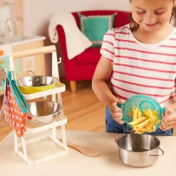 Mini Chef - Pot-n-Pan Playset - zestaw realistycznych naczyń i przyborów kuchennych ze stojakiem