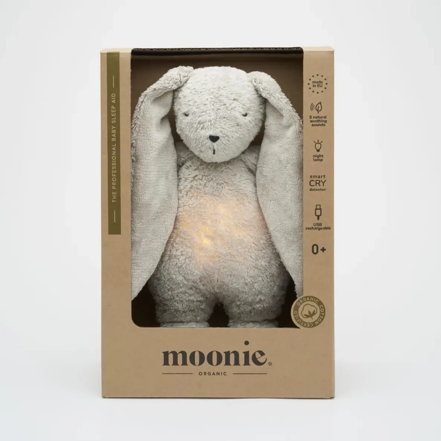 Moonie NATUR 2.0 - szumiący króliczek z lampką - GRAY
