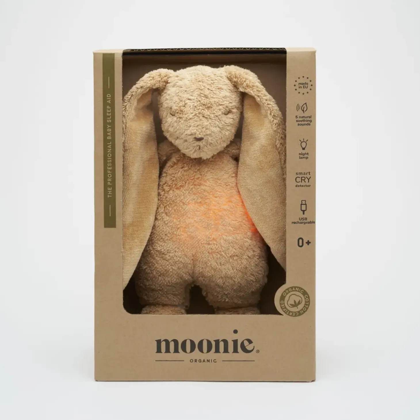 Moonie NATUR 2.0 - szumiący króliczek z lampką - CAPPUCCINO