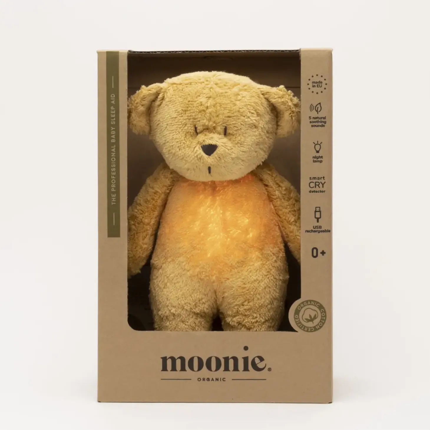 Moonie NATUR - szumiący miś z lampką - HONEY