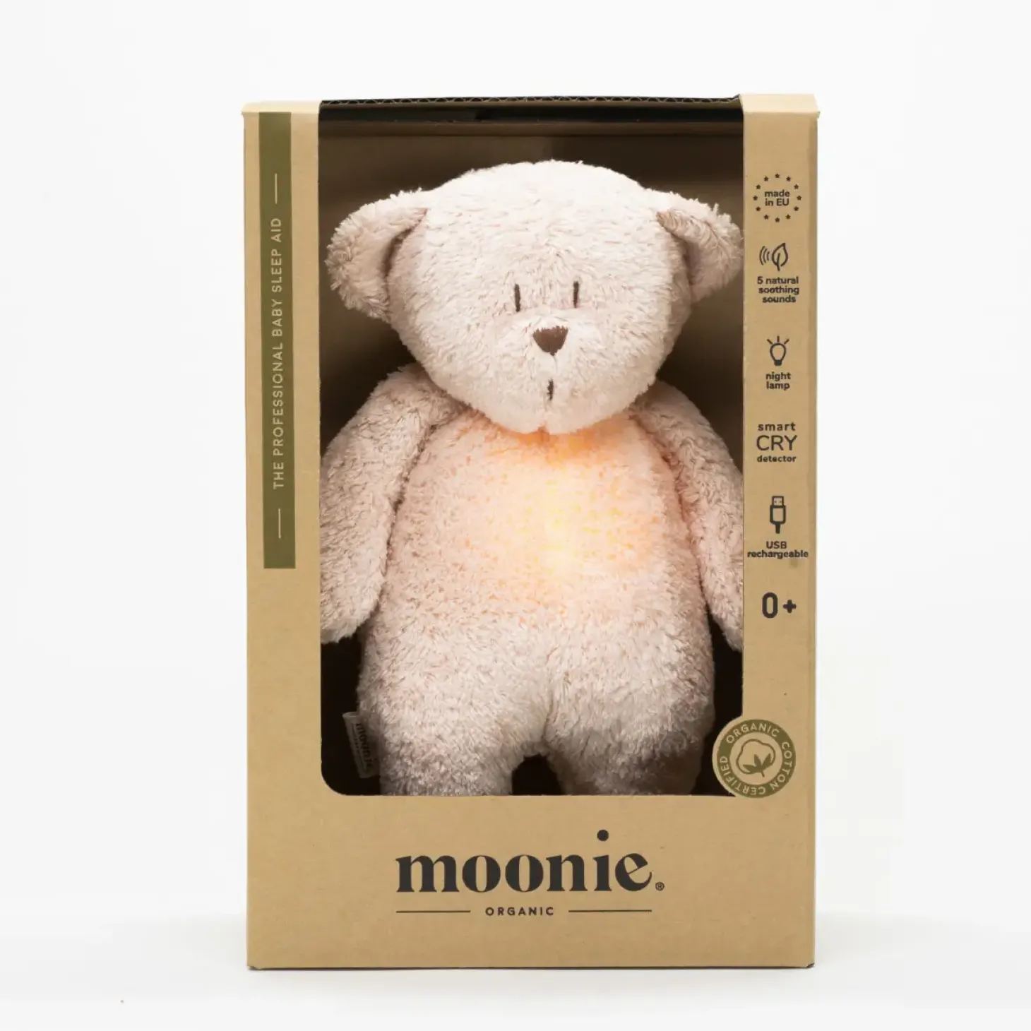 Moonie NATUR 2.0 - szumiący miś z lampką - ROSE