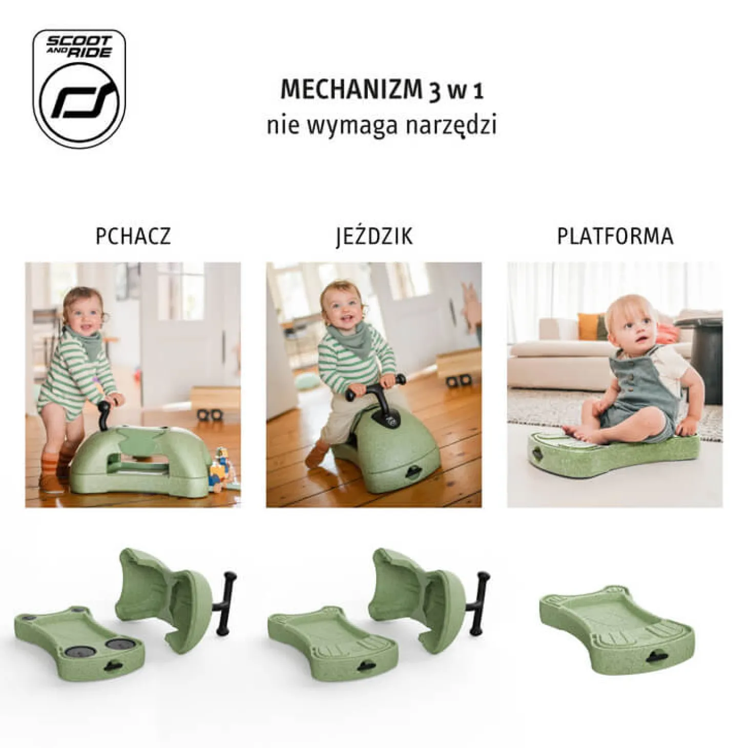 My First - ewolucyjny jeździk pchacz 3w1 6 m+ Olive