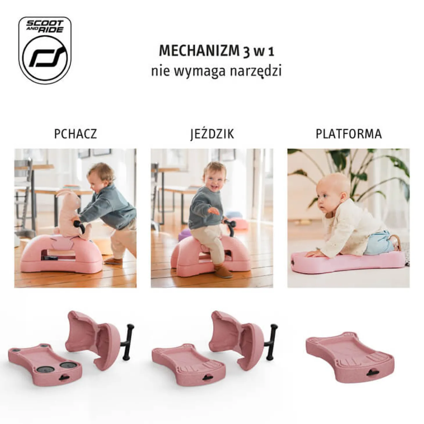 My First - ewolucyjny jeździk pchacz 3w1 6 m+ Rose