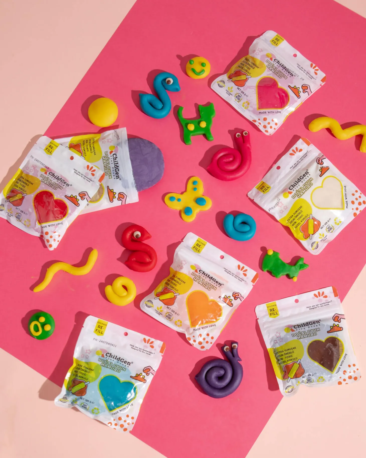 Naturalna ciastolina do zabawy, KOLORY PODSTAWOWE, eko-pack 6 szt. Re-Fill Play Dough