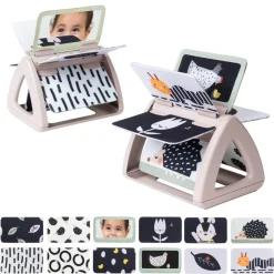 Obracająca się książeczka grzechocząca Tummy Time - Czarno-Biała