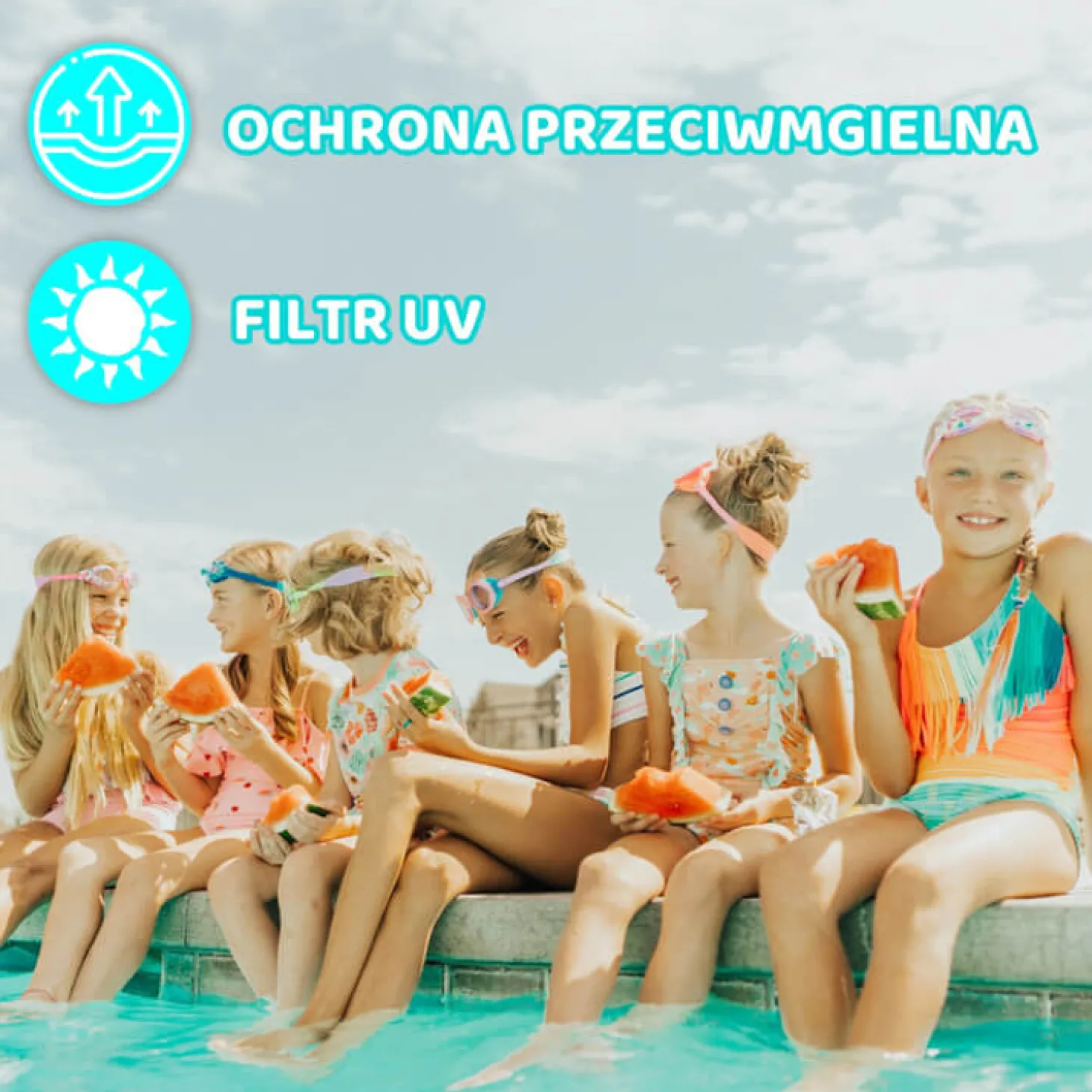 Okulary do pływania Aqua2ude - Fala uśmiechu turkus 3+