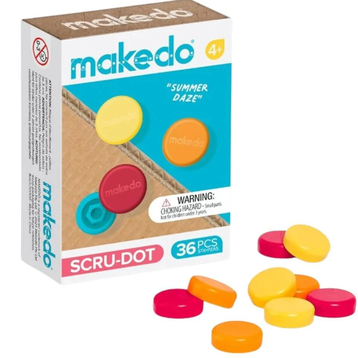 Ozdobne nakładki na śrubki Scru-Dot Makedo - Summer Daze 36 el.