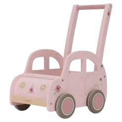 Pchacz wózeczek drewniany na zabawki Pink FSC