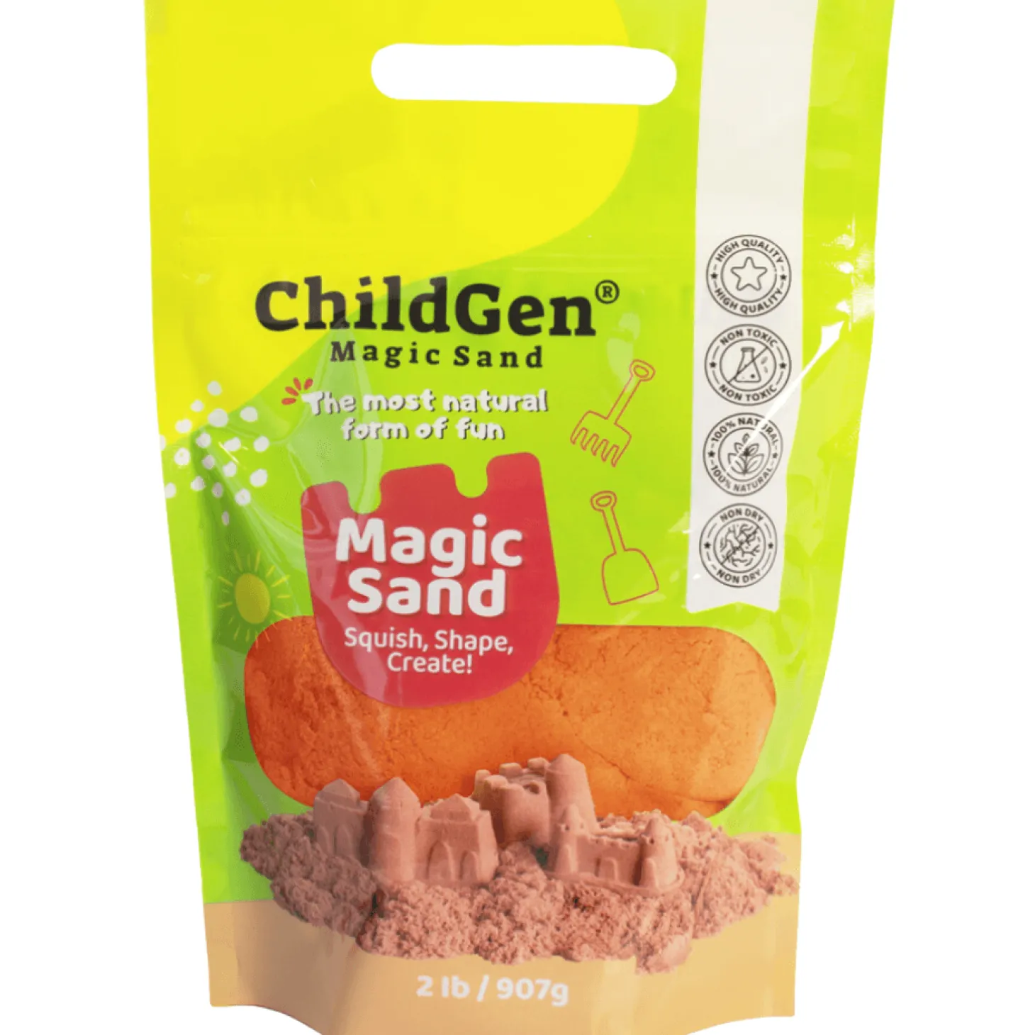 Piasek kinetyczny, 100% NATURALNY SKŁAD - opakowanie re-fill uzupełniające 907g, kolor pomarańczowy