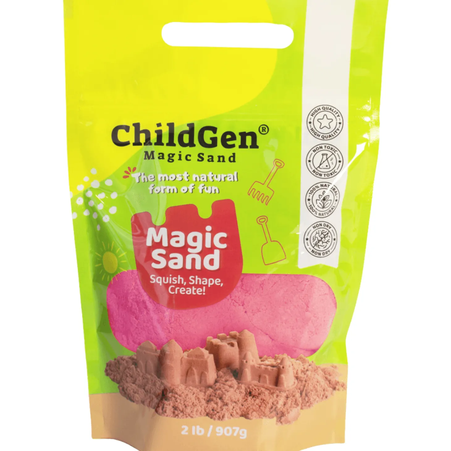 Piasek kinetyczny, 100% NATURALNY SKŁAD - opakowanie re-fill uzupełniające 907g, kolor różowy