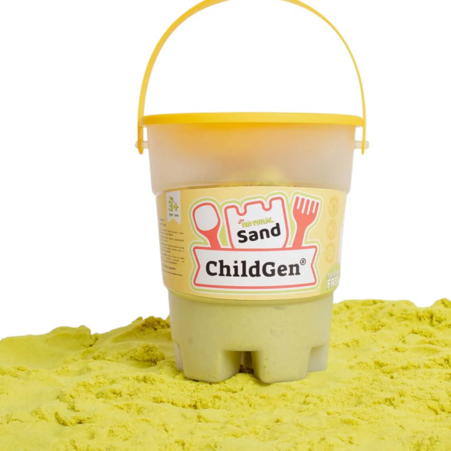 Piasek kinetyczny z foremką, 100% naturalny, 500g, kolor ŻÓŁTY