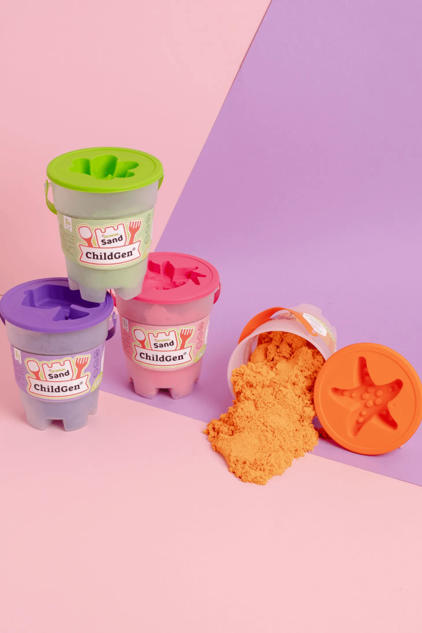 Piasek kinetyczny z foremką, 100% naturalny, 500g, kolor FIOLETOWY