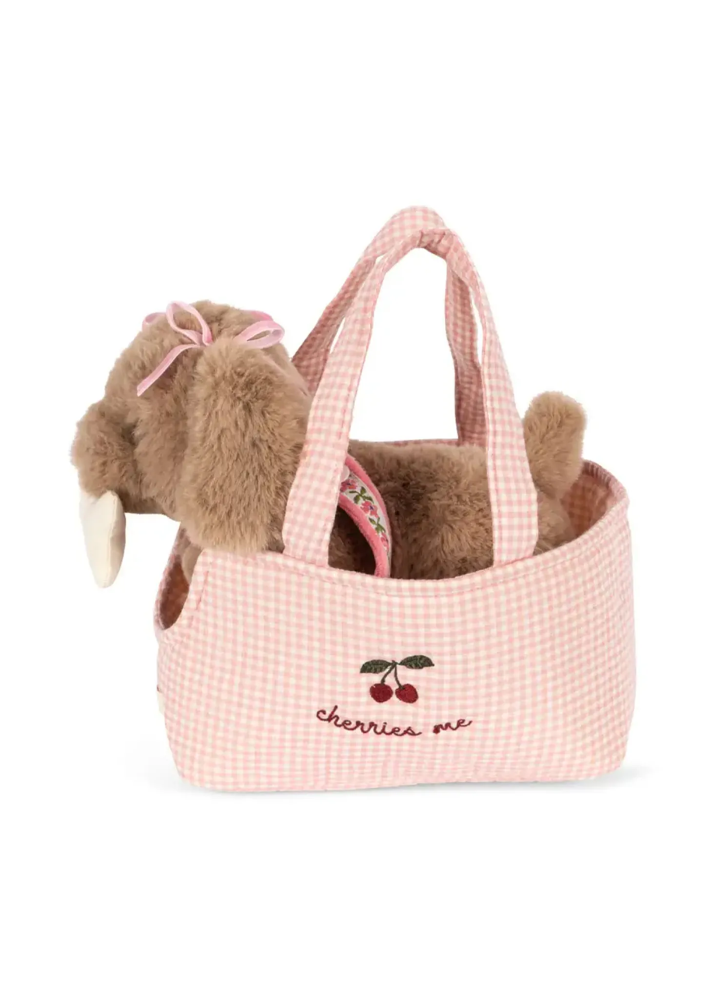 Piesek w torebce - pink check