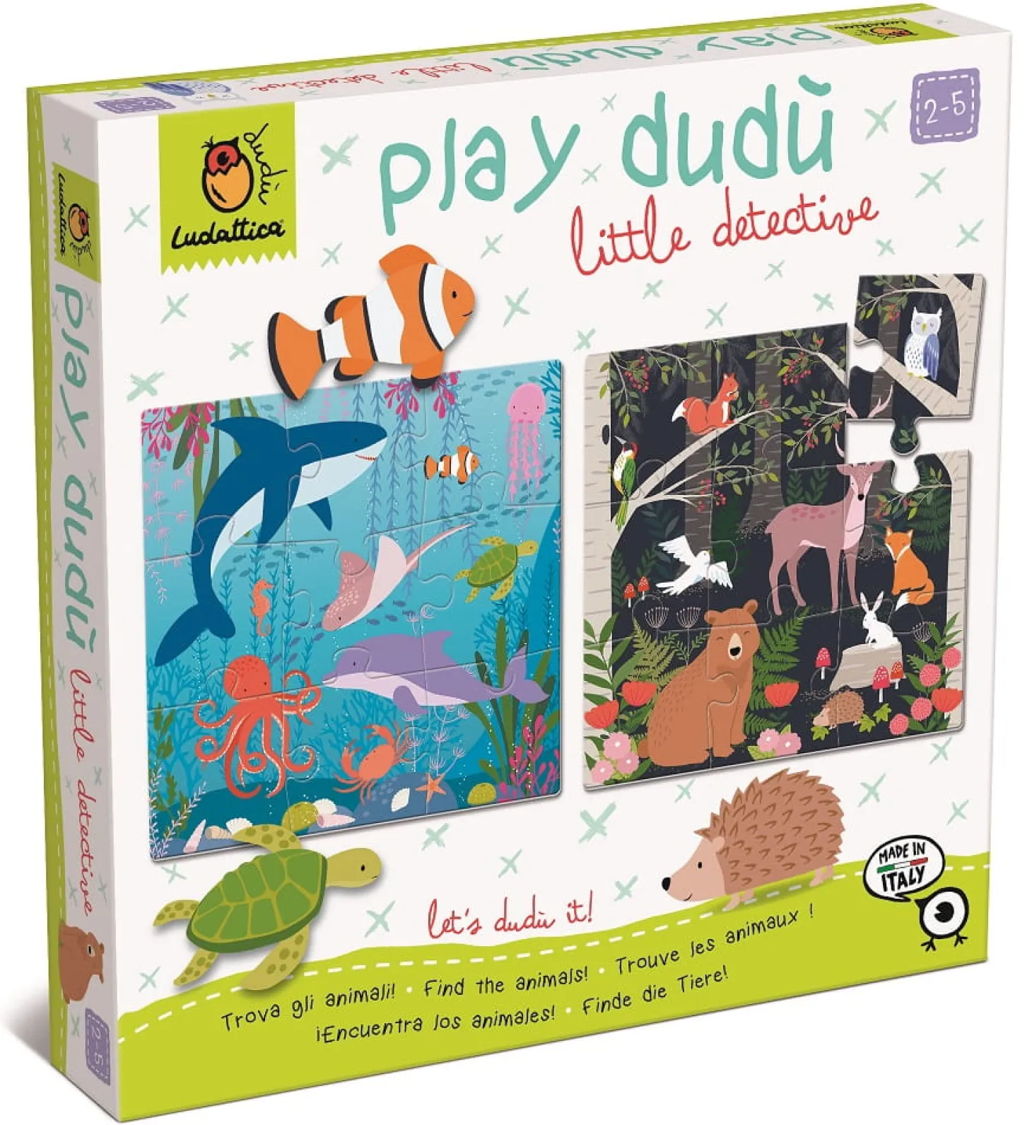 PLAY DUDÙ - zestaw edukacyjny dla najmłodszych 2w1 - “mały detektyw – gdzie mieszka to zwierzę?”