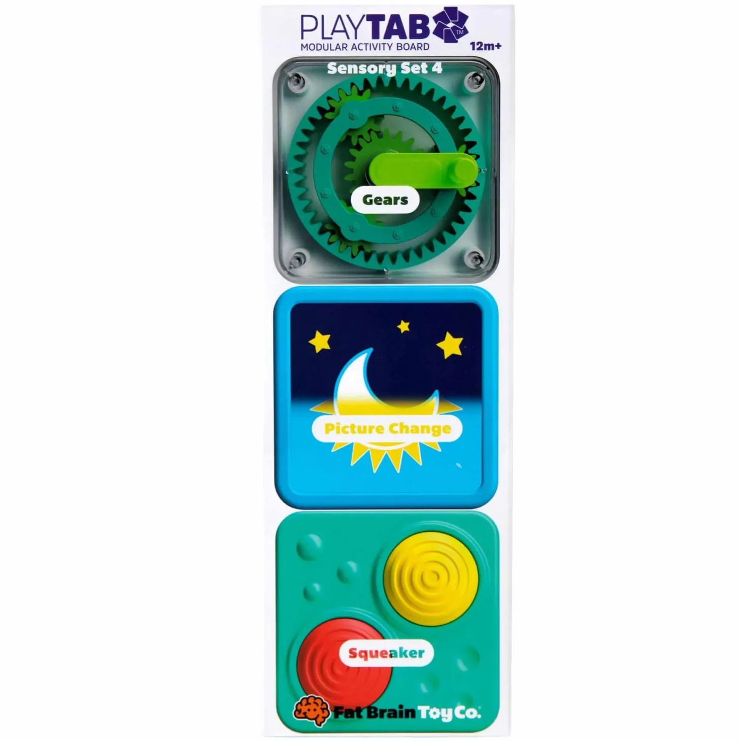 PlayTab Sensoryczne Kwadraty - zestaw 4 z kołem zębatym
