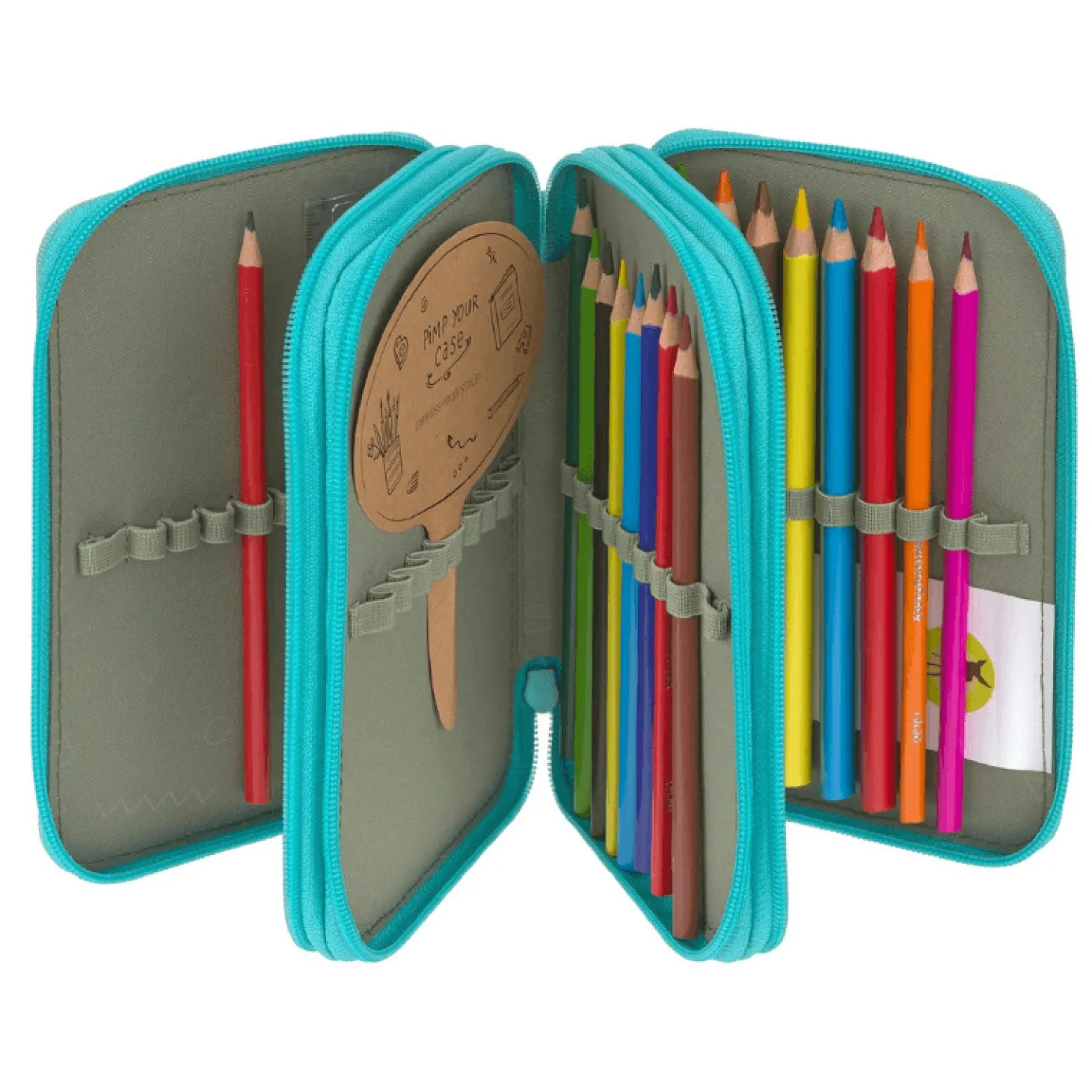 Potrójny piórnik - etui z wyposażeniem Unique, turkusowy