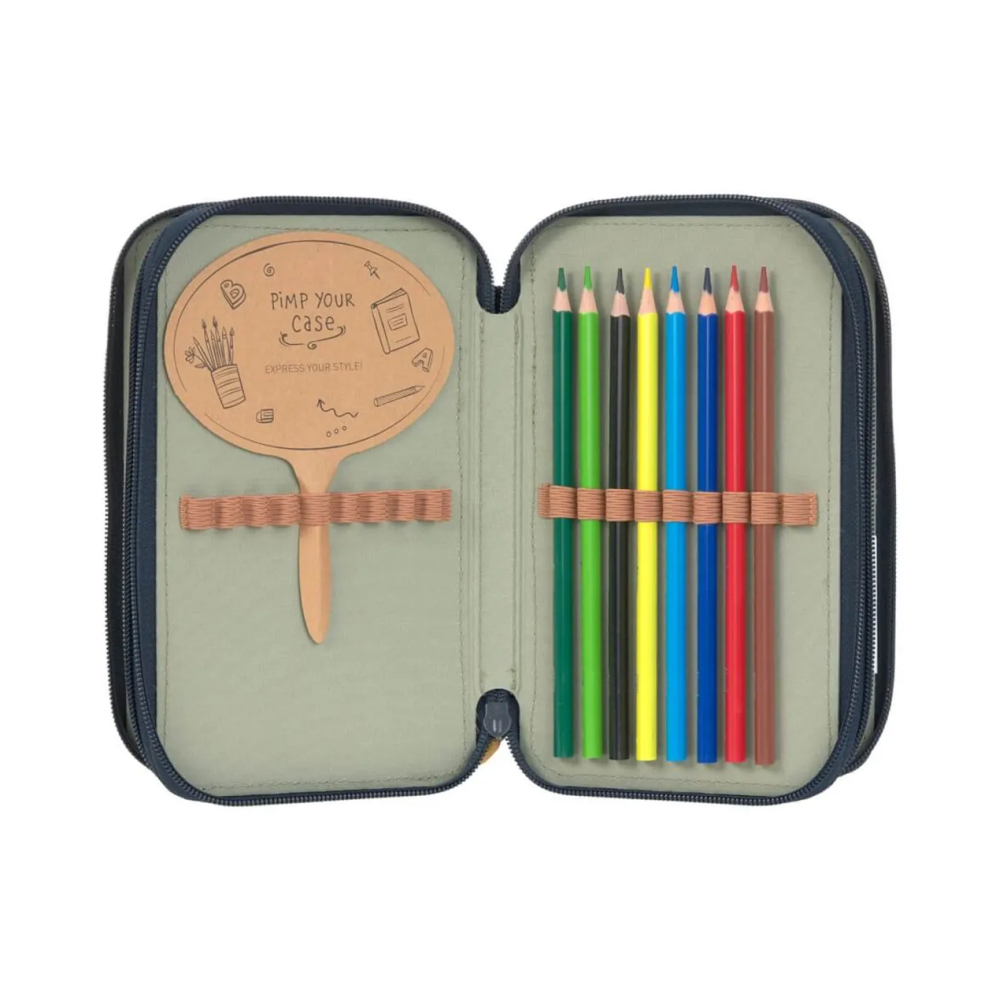 Potrójny piórnik – etui z wyposażeniem Unique, dark blue