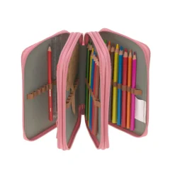Potrójny piórnik – etui z wyposażeniem Unique, pink