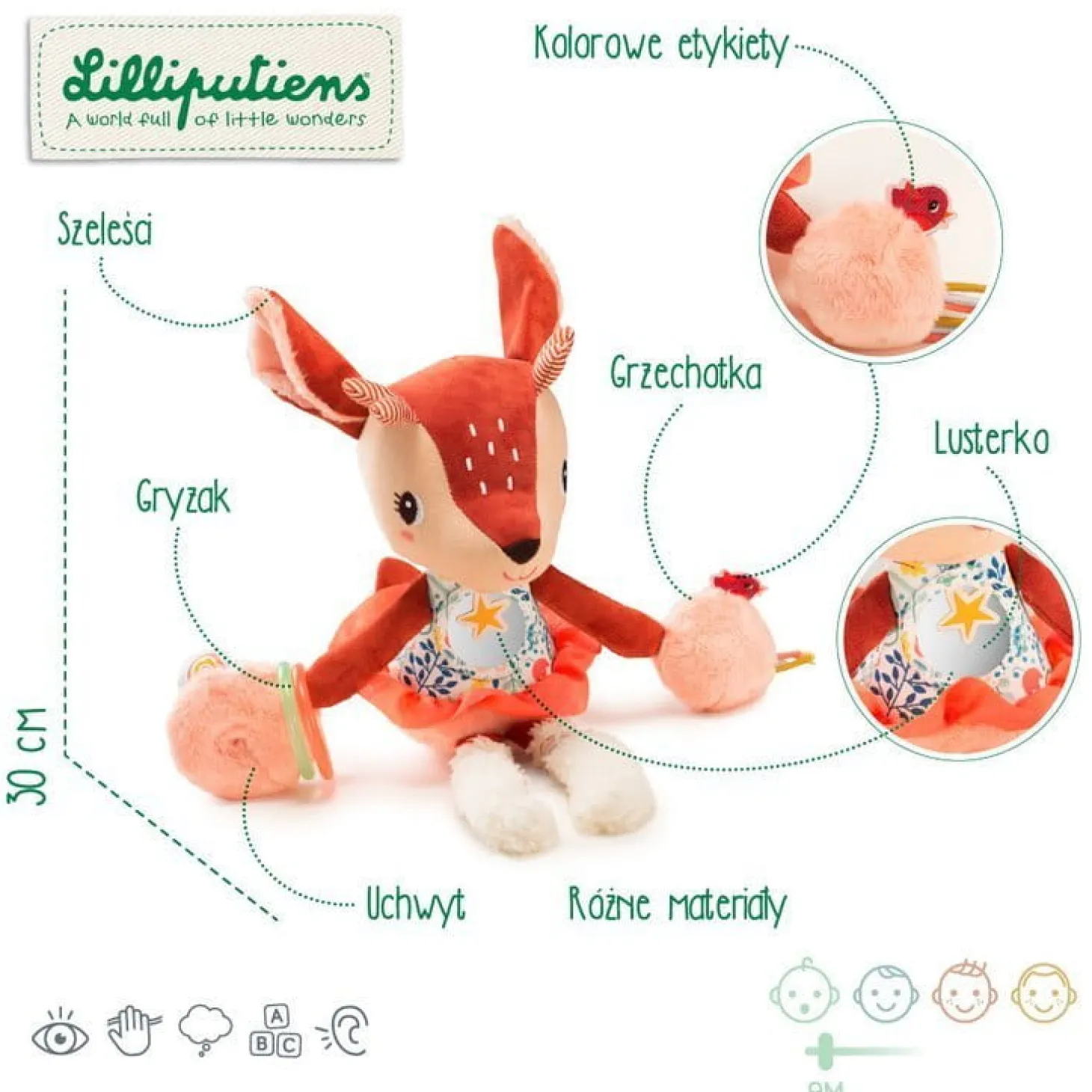 Przytulanka aktywizująca wielofunkcyjna Sarenka Stella 9 m+