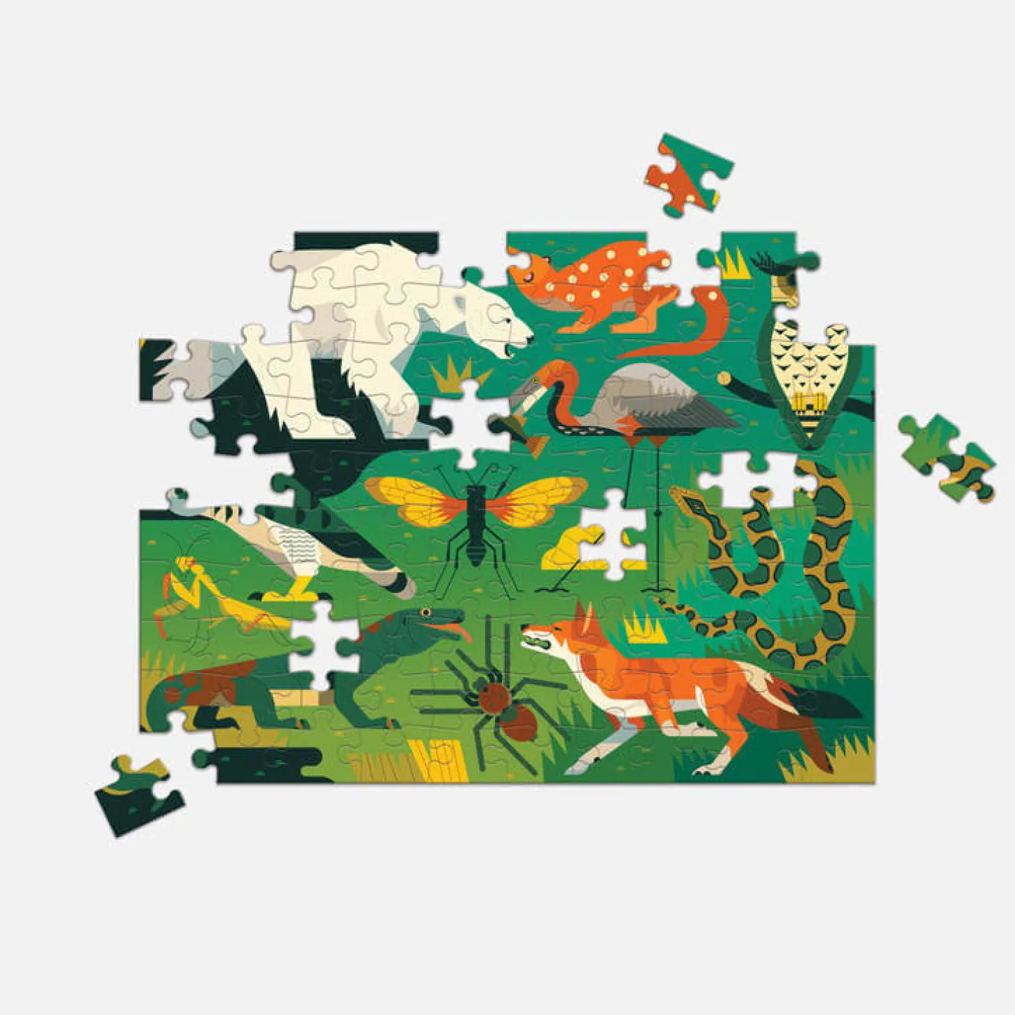 Puzzle dwustronne Drapieżniki lądowe i wodne 100 elementów 6+