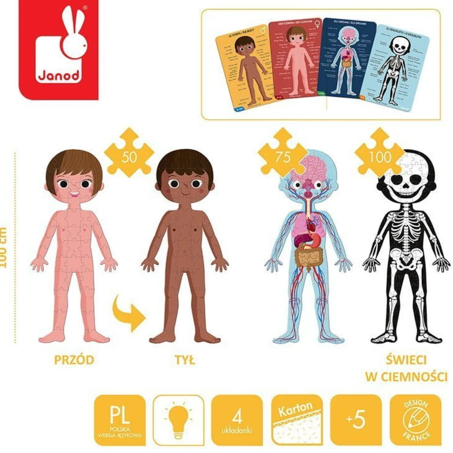 Puzzle edukacyjne Ciało człowieka 50, 75 i 100 elementów 5 +