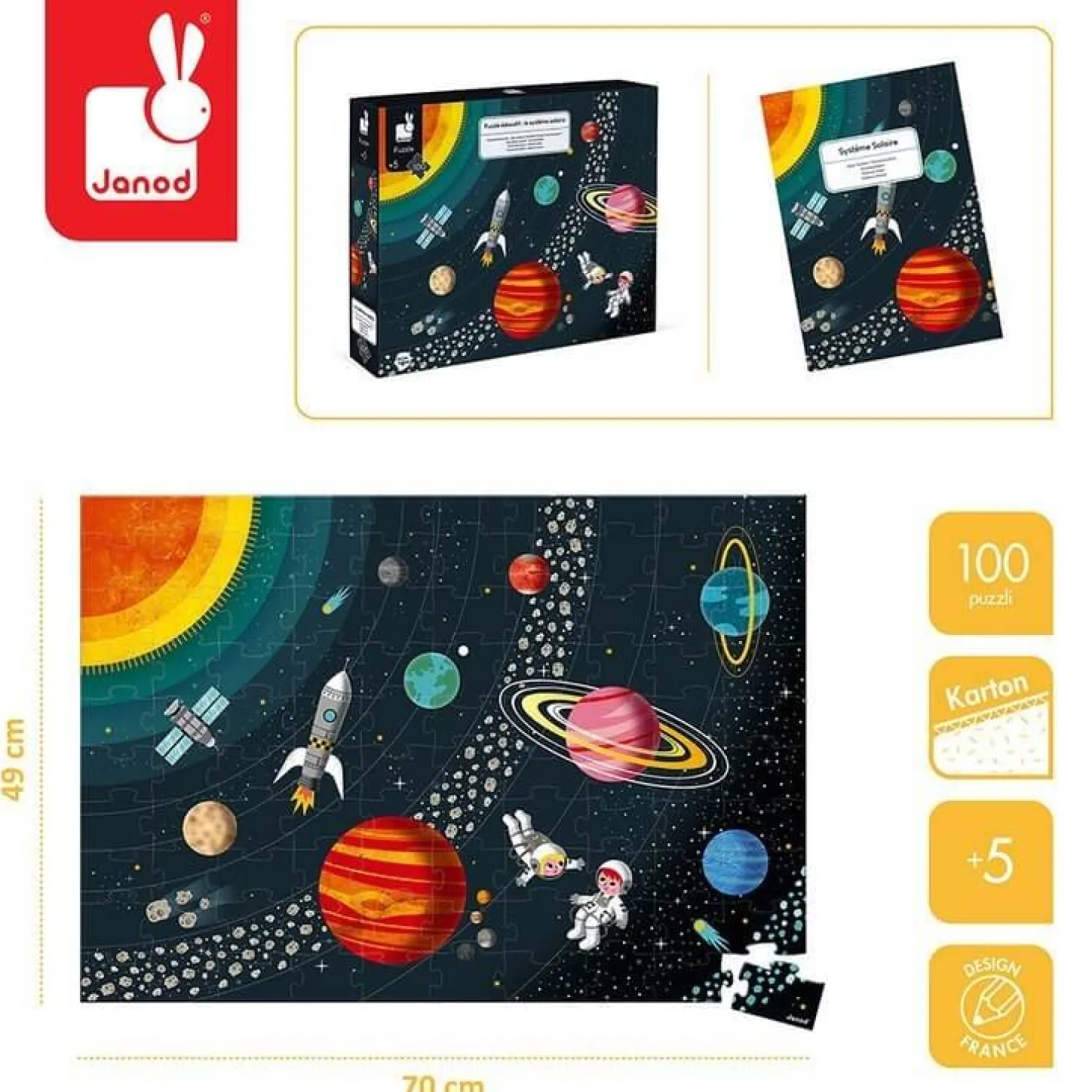 Puzzle edukacyjne Układ słoneczny 100 elementów 5+
