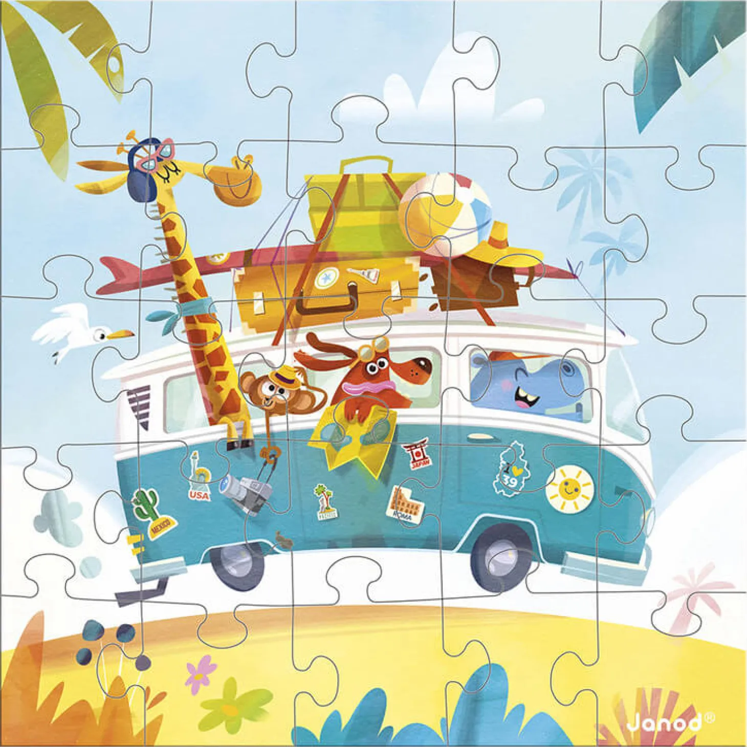 Puzzle i kartka okolicznościowa 2w1 Road trip 3+
