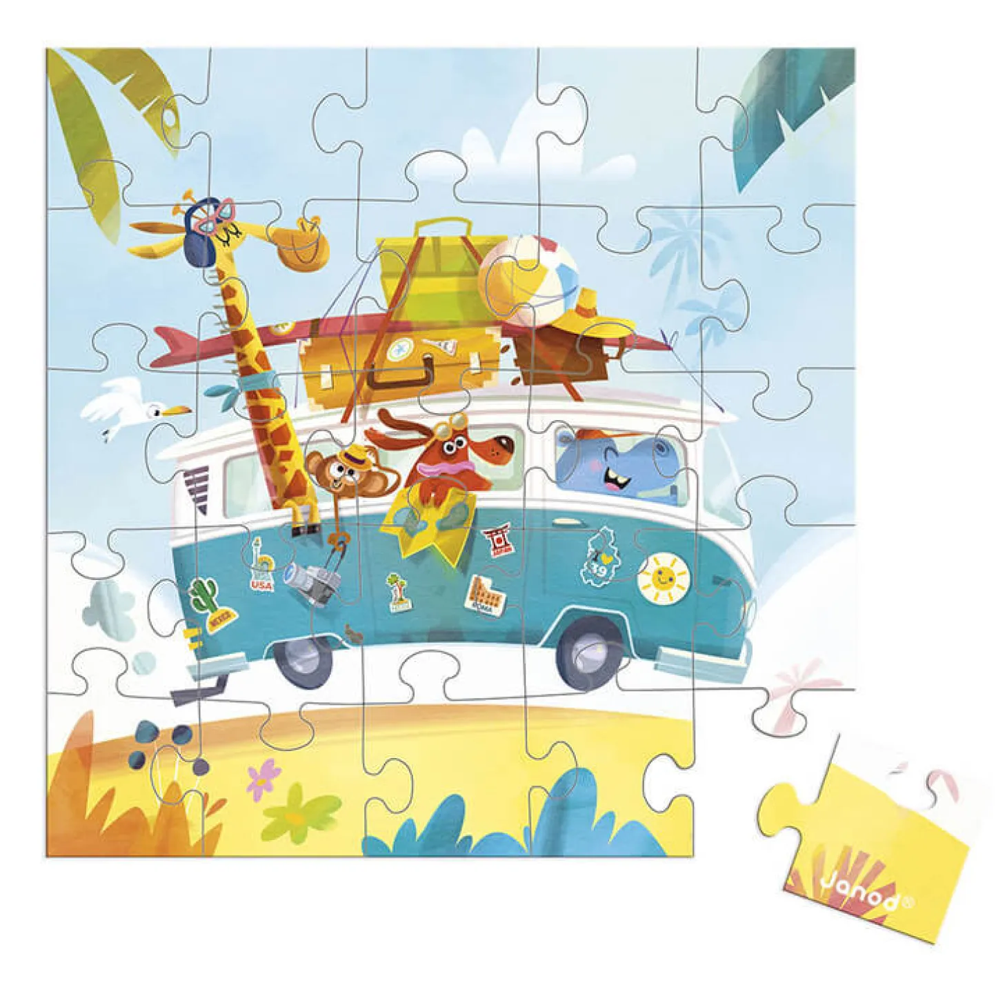 Puzzle i kartka okolicznościowa 2w1 Road trip 3+