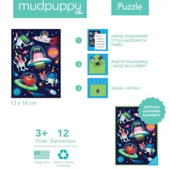 Puzzle-kartka z życzeniami Kosmos 12el. 3+