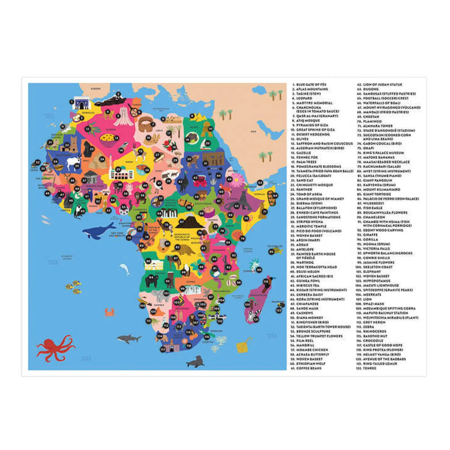 Puzzle konturowe Mapa Afryki 70 elementów 5+