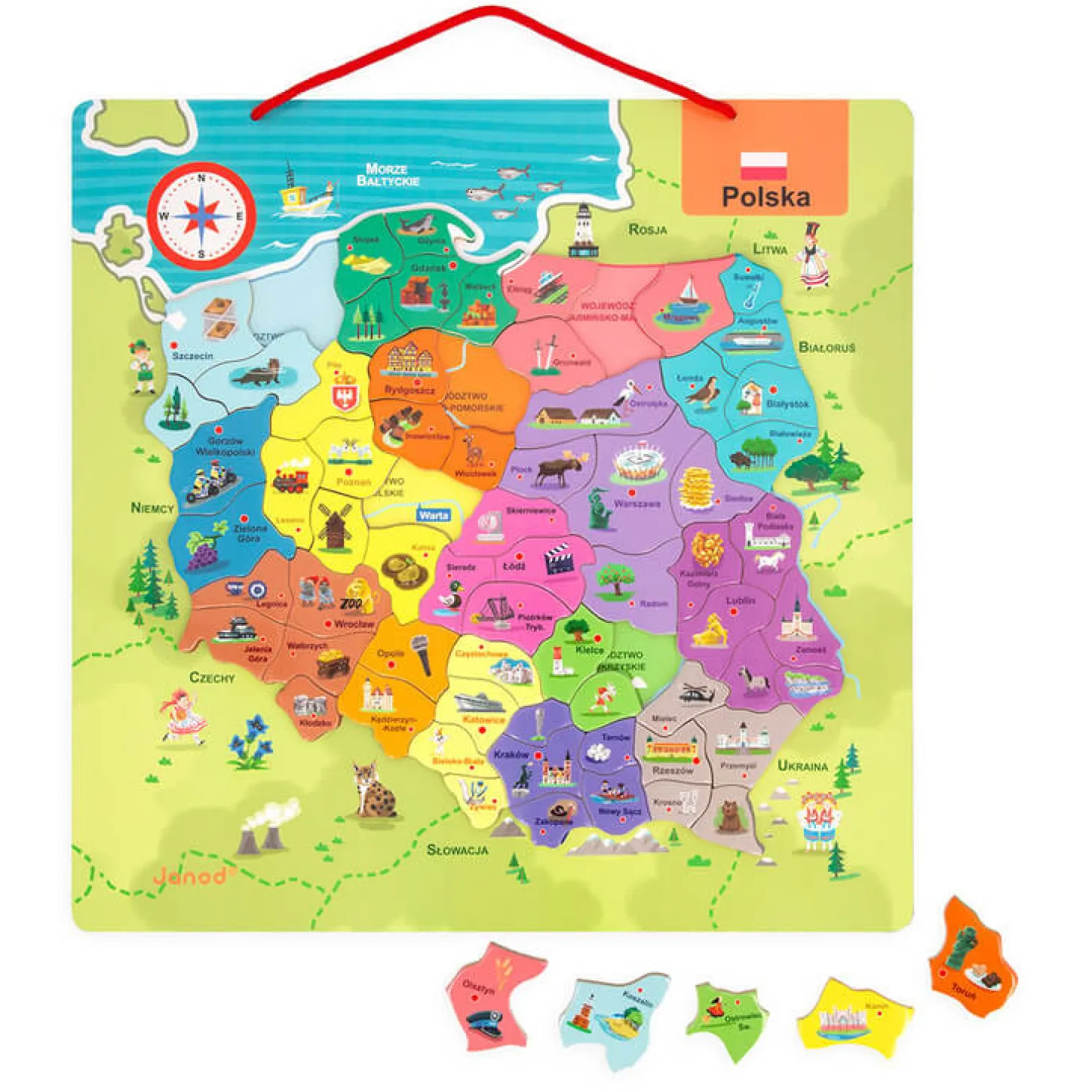 Puzzle magnetyczne Mapa Polski 69 magnesów 7+