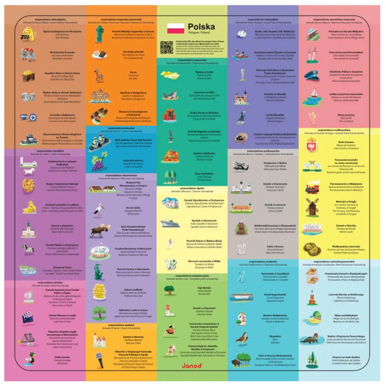 Puzzle magnetyczne Mapa Polski 69 magnesów 7+