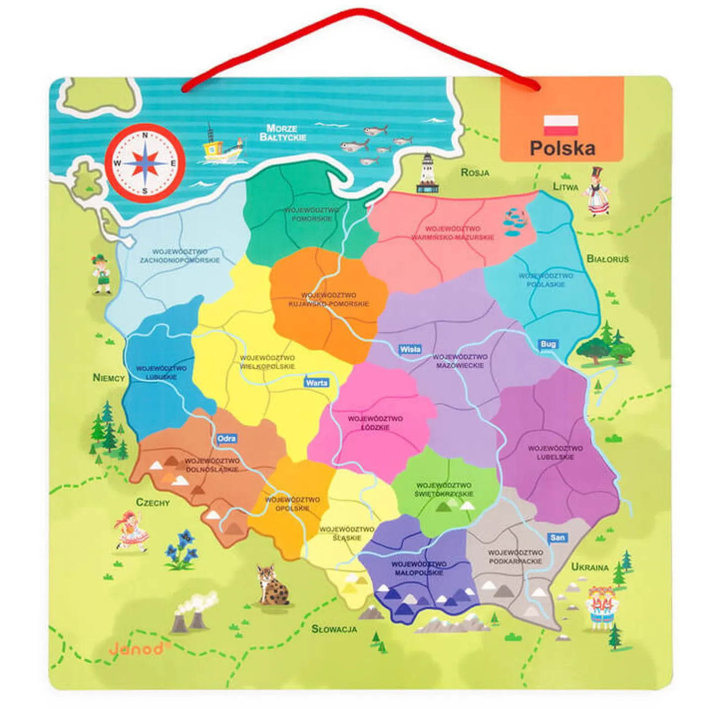 Puzzle magnetyczne Mapa Polski 69 magnesów 7+