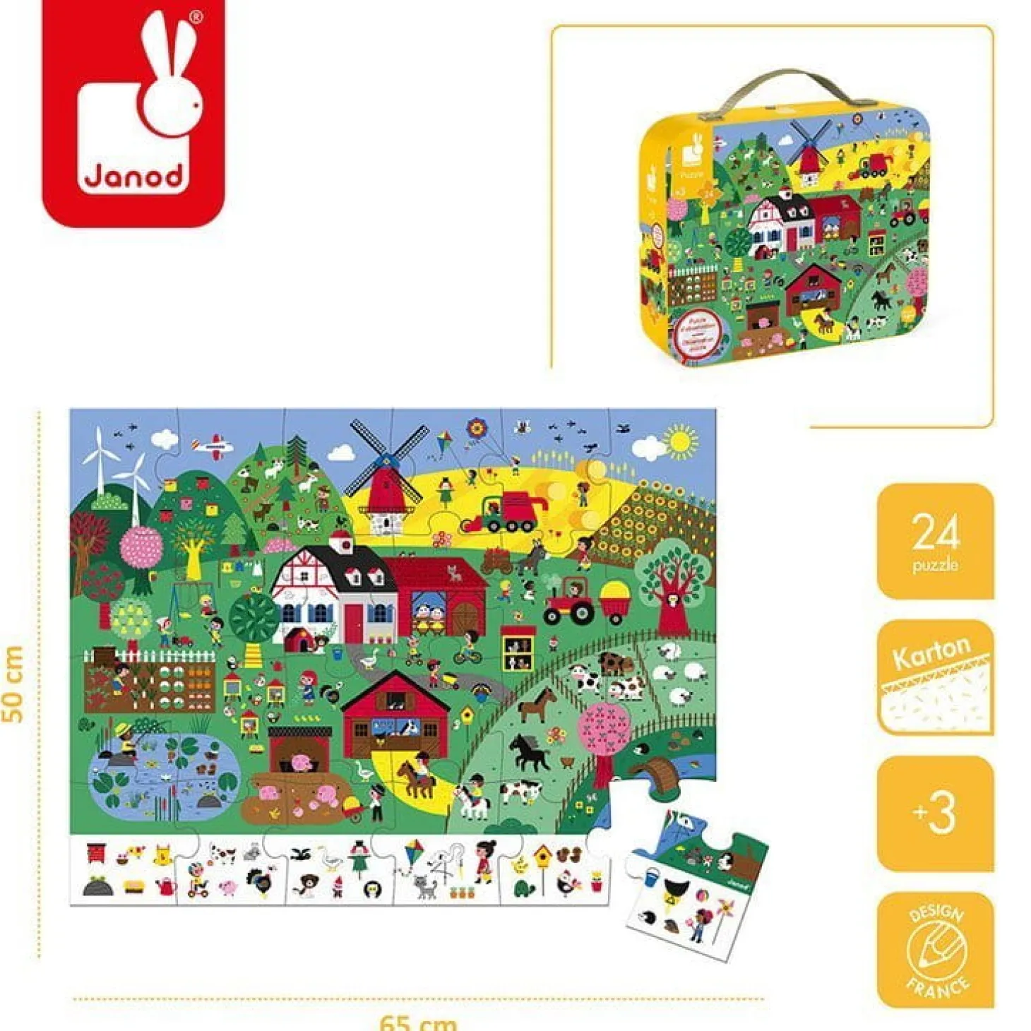 Puzzle obserwacyjne w walizce Farma 24 elementy 3+