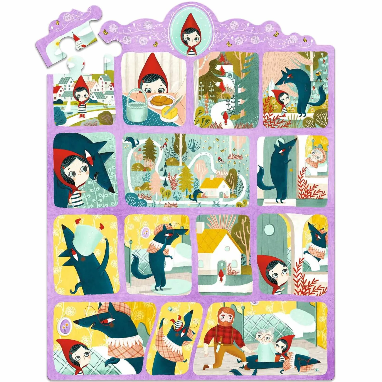 Puzzle opowieść - CZERWONY KAPTUREK 35 el.