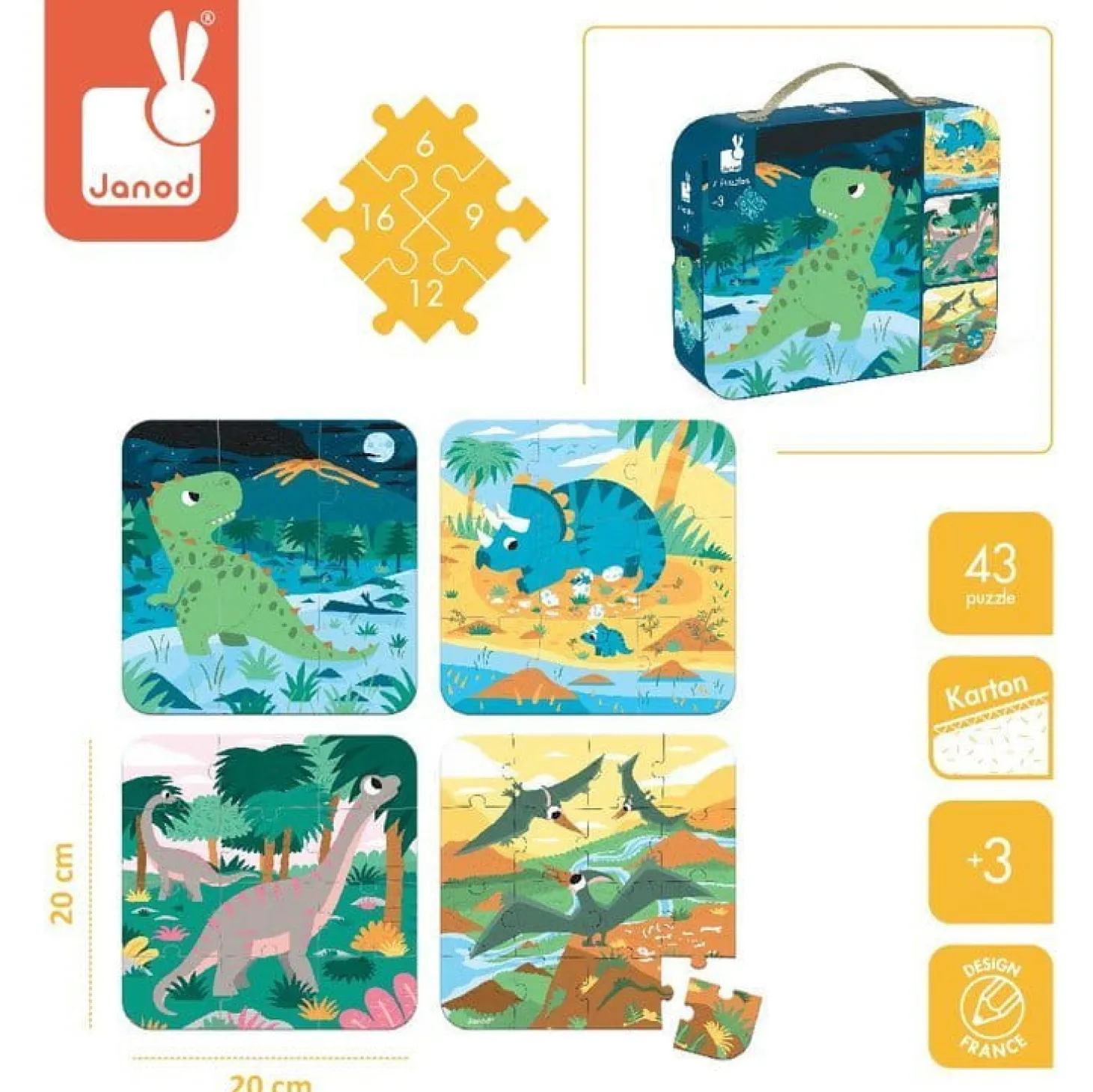 Puzzle progresywne Dinozaury - 4 układanki 3+