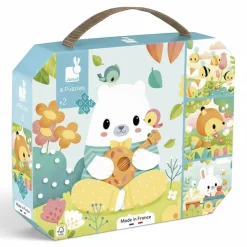 Puzzle progresywne w walizce Zwierzątka Pure 4 układanki – 6, 9, 12 i 16 elementów 2+