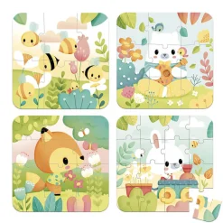 Puzzle progresywne w walizce Zwierzątka Pure 4 układanki – 6, 9, 12 i 16 elementów 2+