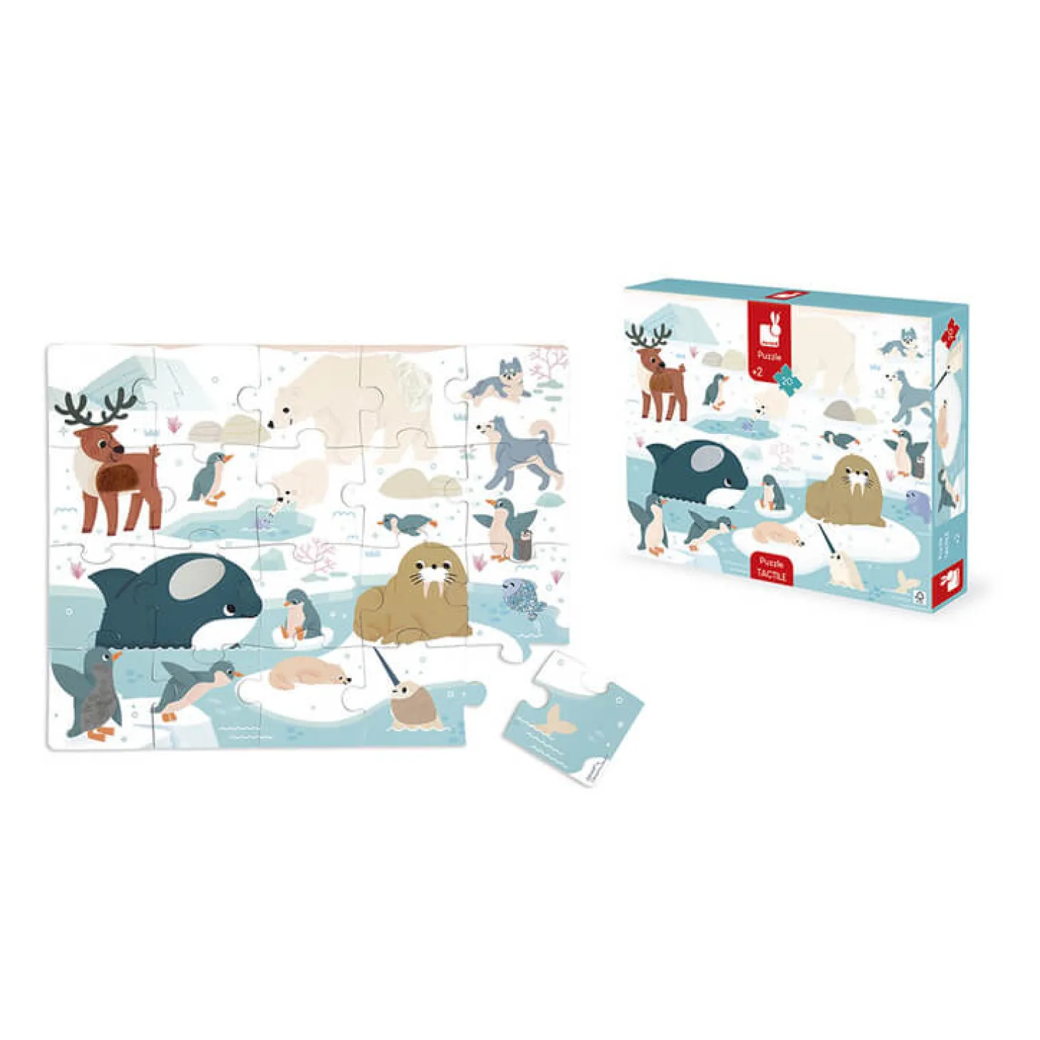 Puzzle sensoryczne dotykowe Kraina polarna 20 el. 2+