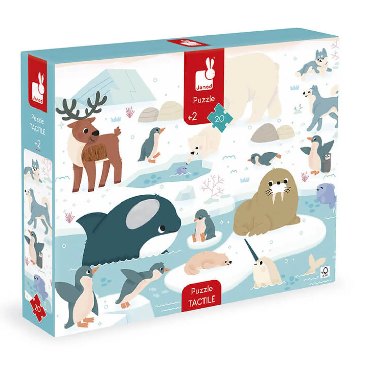 Puzzle sensoryczne dotykowe Kraina polarna 20 el. 2+