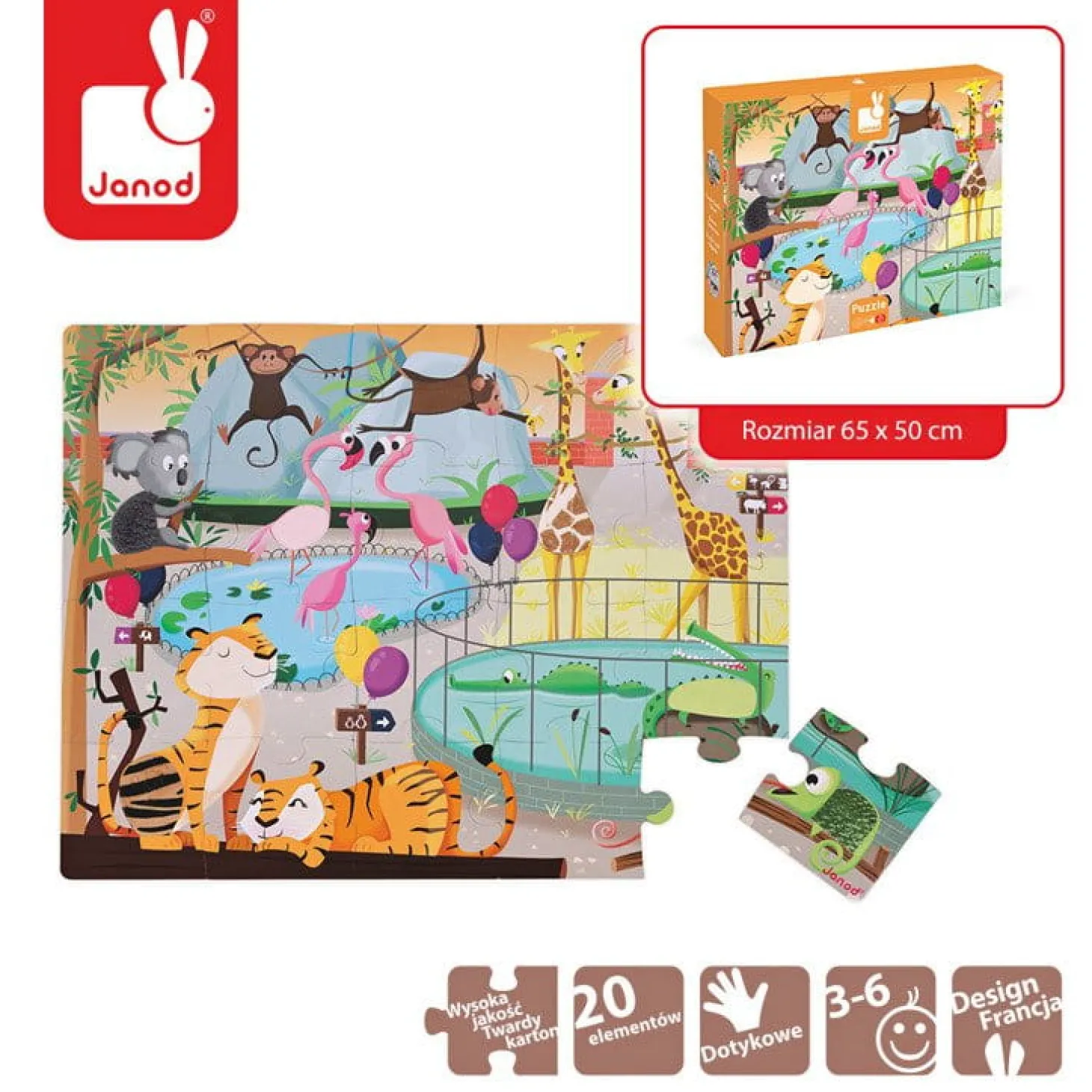 Puzzle sensoryczne 20 elementów Wycieczka do zoo