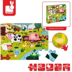 Puzzle sensoryczne 20 elementów Farma