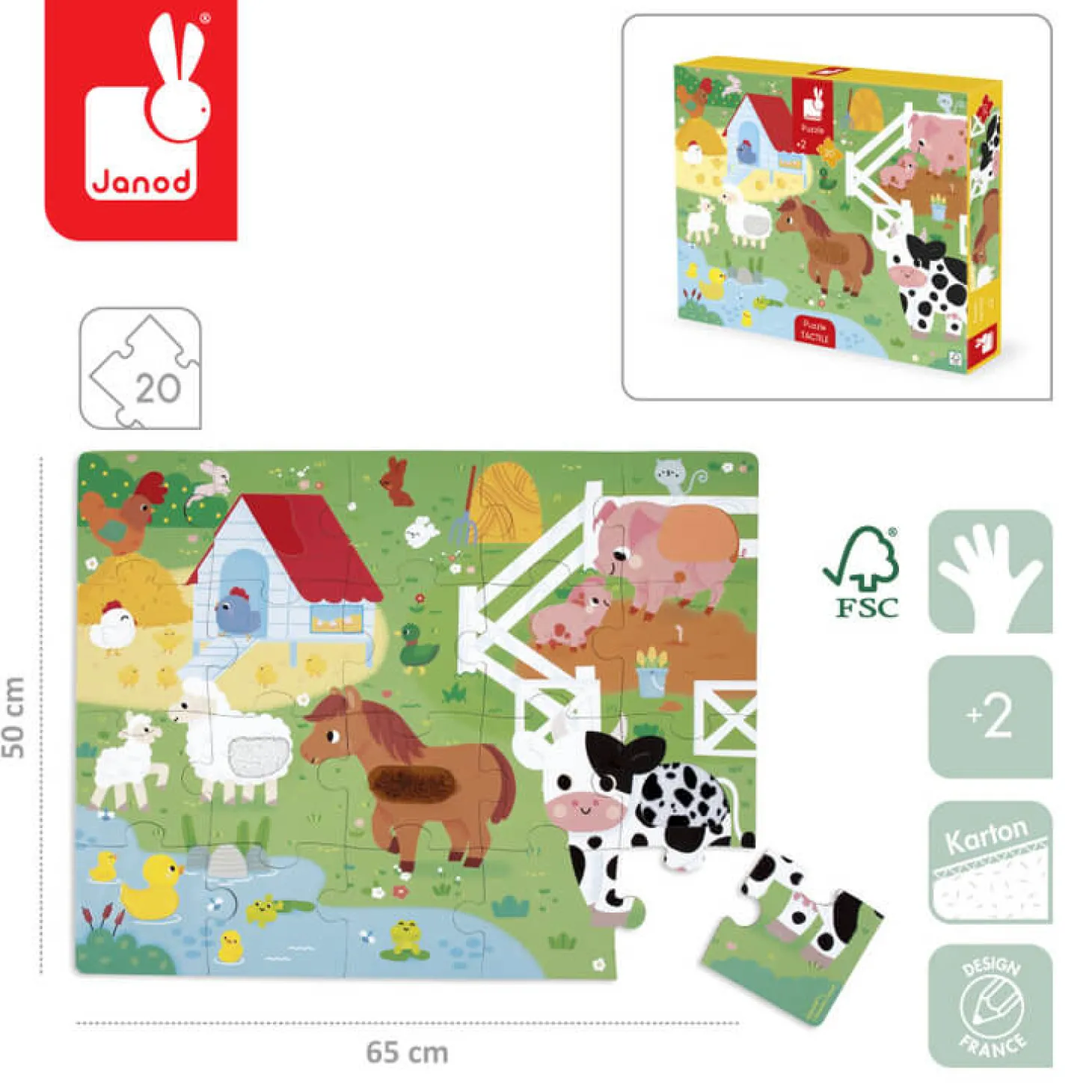 Puzzle sensoryczne Farma 20 el. 2+