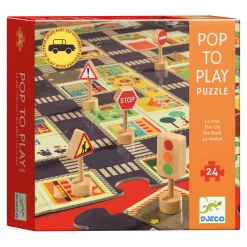 Puzzle ulice w mieście ze znakami drogowymi