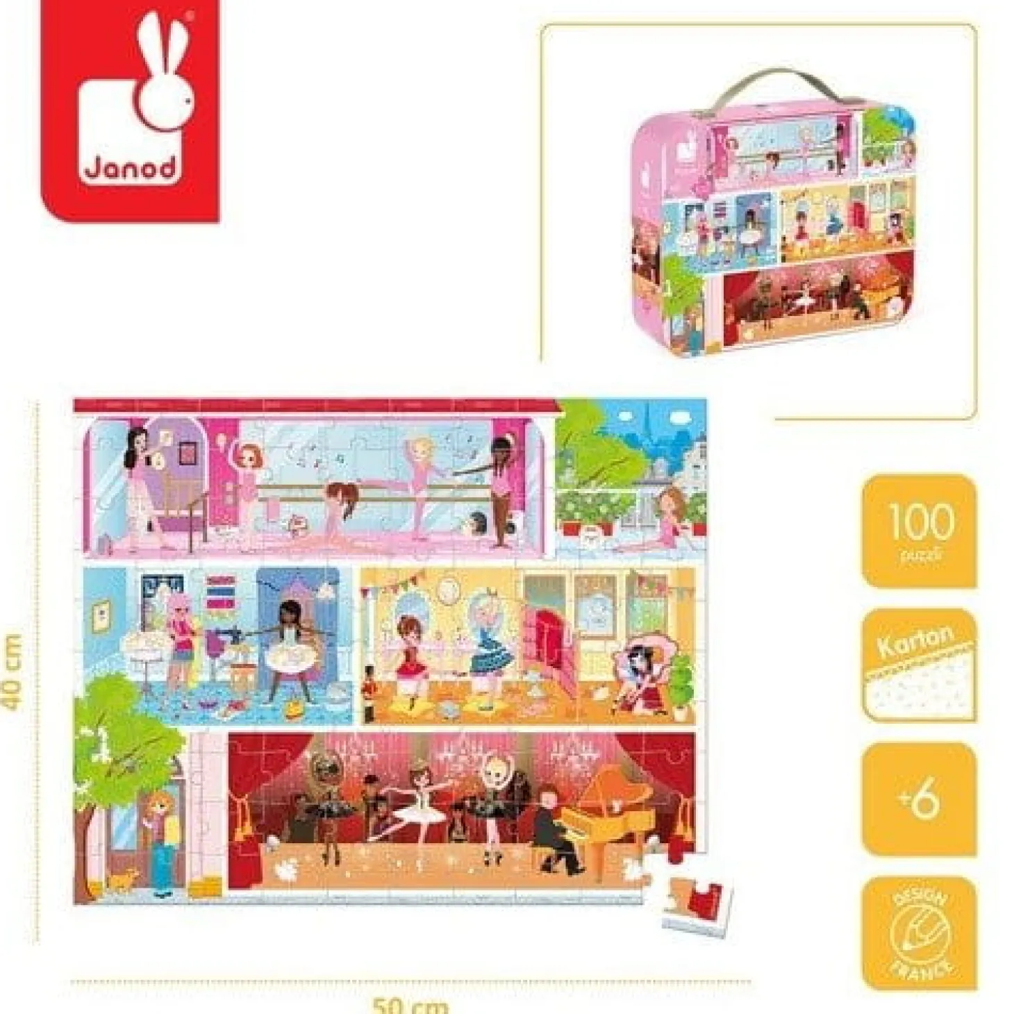 Puzzle w walizce Akademia tańca 100 elementów 6+